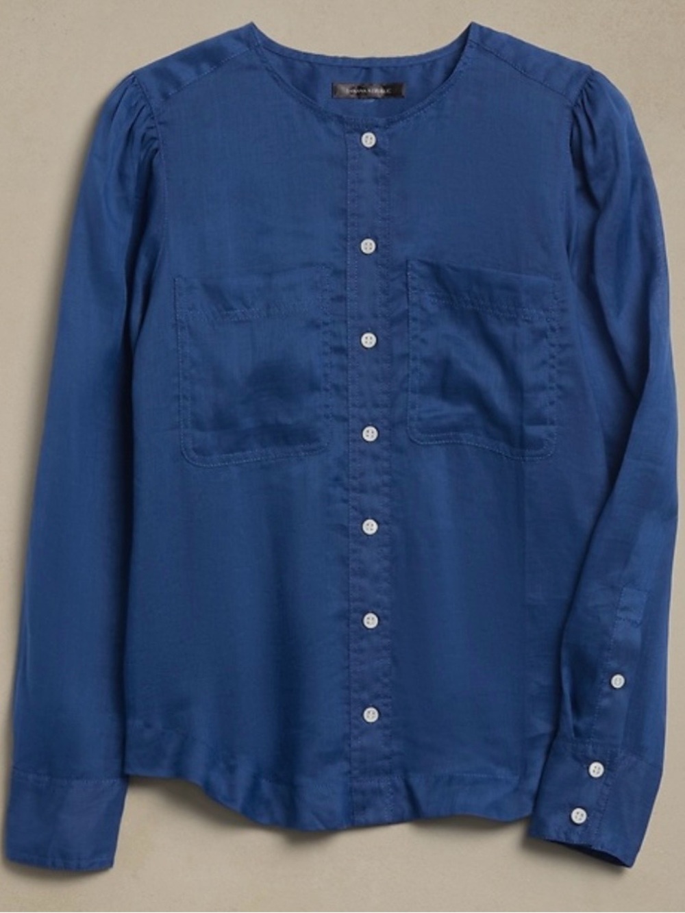 Banana Republic Royal Blue Ramie Utility Blouse